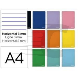 Bloc de notas de 90 g con espiral páginas rayadas y horizontales tapa dura | Colores surtidos