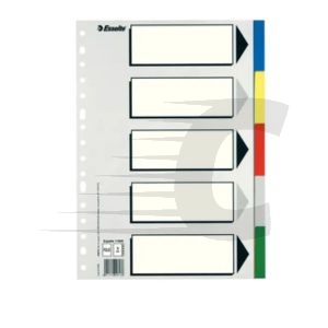 Esselte Separadores de plástico con índice | A4 5 pestañas 5 colores