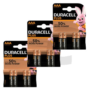 Pack x3: Duracell Plus Pilas Alcalinas MN2400 AAA 4 unidades