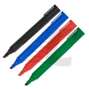 PACK x4: Rotuladores Permanentes Punta biselada 5mm Negro, Azul, Rojo y  Verde